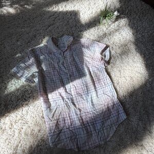 Stylish Target Men's Multicolor rainbow lbgtq cute short sleeve Plaid Button Dow